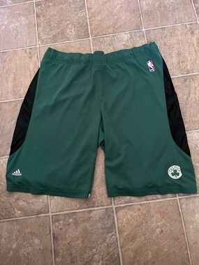 adidas Deep Green Athletic Shorts with Black Logo Detail